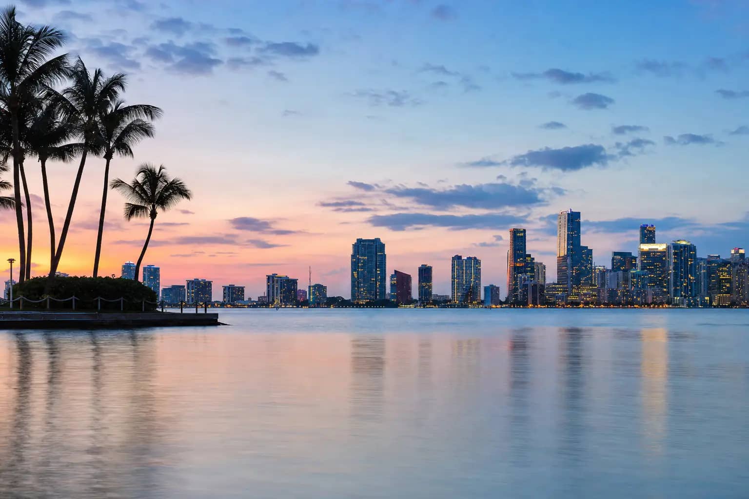 Miami skyline across Biscayne Bay